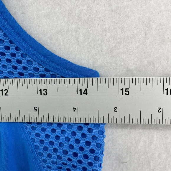 Athleta Girls Activewear Top L 12 Blue Mesh Round Necdk Sleeveless Pullover - Picture 3 of 9
